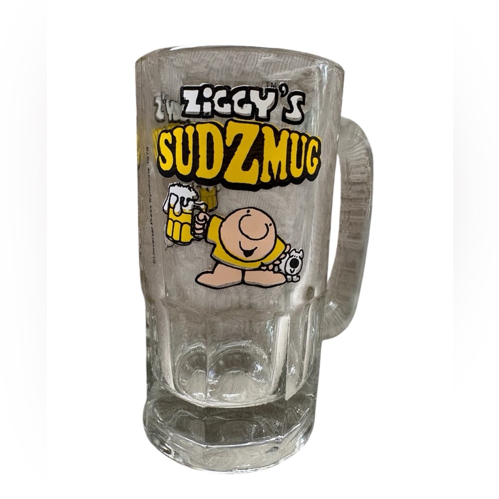 Ziggy’s Sudz Mug Clear Glass Beer Mug/ Stein Glass w Handle